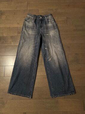 Halara Wide Leg Jeans Womens Small Blue Wash  Stretch Pull On Knit Small New